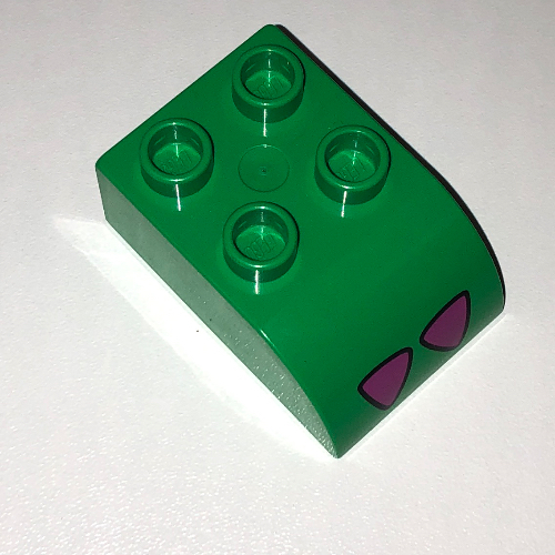 Duplo Brick 2 × 3 with Curved Top and Alligator Foot Print Hellgrün