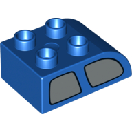 Duplo Brick 2 × 3 with Curved Top and Double Window Print on Both Sides Blue