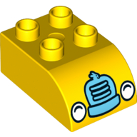 Duplo Brick 2 × 3 with Curved Top Grill, Headlights Print Yellow