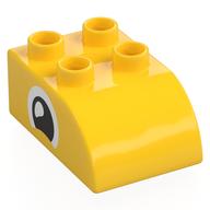 Duplo Brick 2 × 3 with Curved Top with Squinting Eye print Yellow