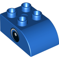 Duplo Brick 2 × 3 with Curved Top with Black and White Eye Print Blau