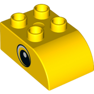 Duplo Brick 2 × 3 with Curved Top with Black and White Eye Print Yellow