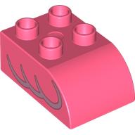Duplo Brick 2 × 3 with Curved Top, Flamingo Wing Print Coral