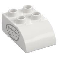 Duplo Brick 2 × 3 with Curved Top with Light Bluish Grey Insect Wing print White