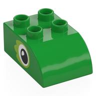 Duplo Brick 2 × 3 with Curved Top, Eyes Print Hellgrün