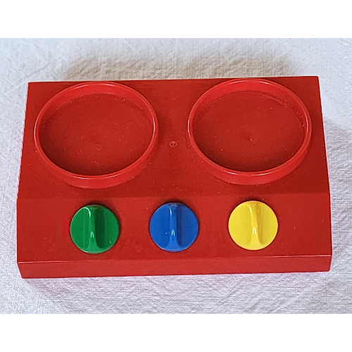 Duplo Doll Stove Top with Green, Blue and Yellow Knobs Red