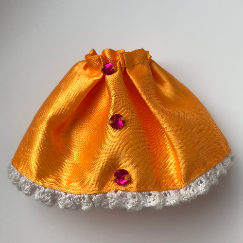 Belville, Skirt, Satin with Jewels and Lace Trim Orange