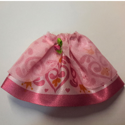 Belville, Skirt, Long, Pink with Dark Pink Print, Brouche Rosa