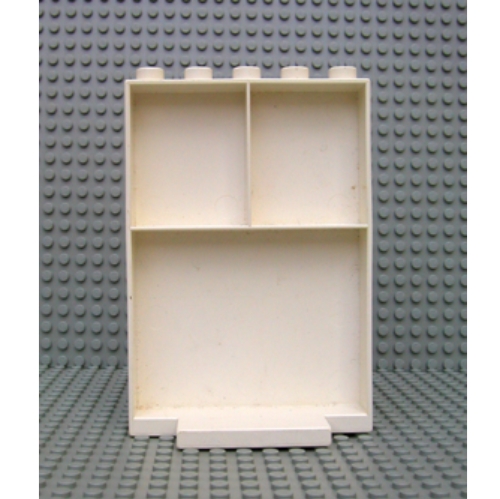 Duplo Building Wall with Shelf Compartments and 5 Studs On Top White