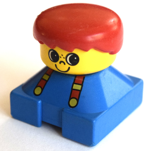 Duplo 2 × 2 × 2 Figure Brick, Spiky Bangs, Red Hair, Suspenders, Freckle Nose Print Blue