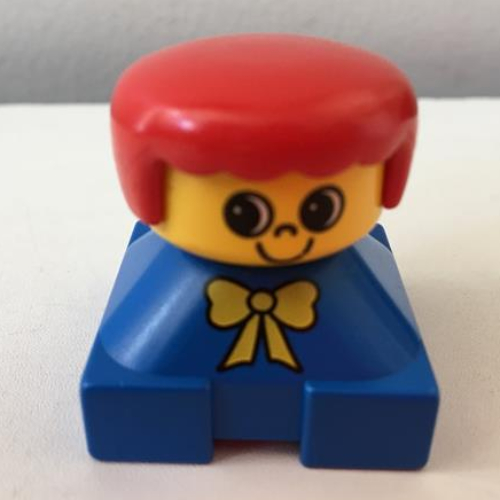 Duplo 2 × 2 × 2 Figure Brick, Rounded Bangs, Red Hair, Yellow Bow Print Blau