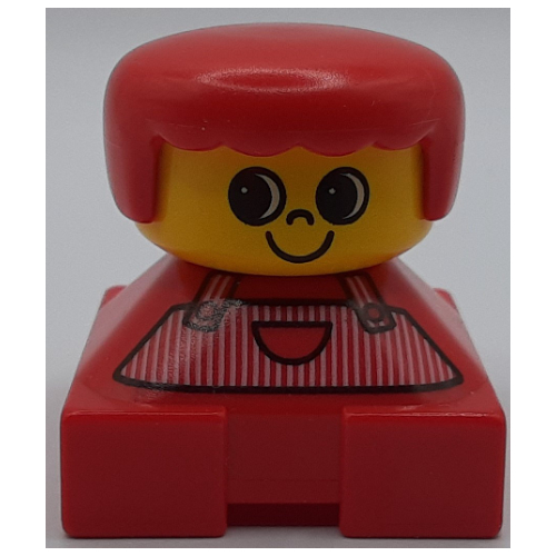 Duplo 2 × 2 × 2 Figure Brick, Rounded Bangs, Red Hair, Red and White Apron Print