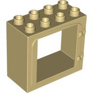 Duplo Door / Window Frame with Raised Door Outline Tan