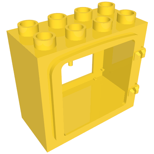 Duplo Door / Window Frame with Raised Door Outline, Completely Open Back Yellow