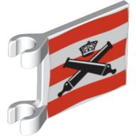 Flag 2 × 2 Square [Thin Clips] with Crossed Cannons over Red Stripes, No Outline Print White