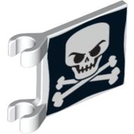 Flag 2 × 2 Square [Thin Clips] with Evil Skull and Crossbones Print White