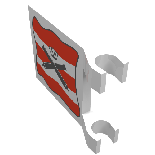 Flag 2 × 2 Square with Crossed Cannons over Red Stripes, Black Outline Print in Weiß