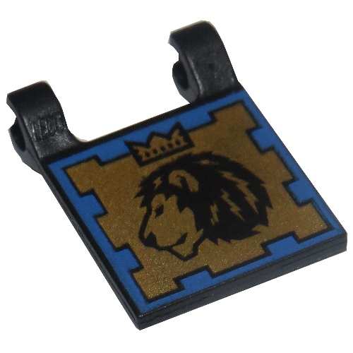 Flag 2 × 2 Square [Thin Clips] with Dual Print, Scorpion and Lion with Crown Schwarz