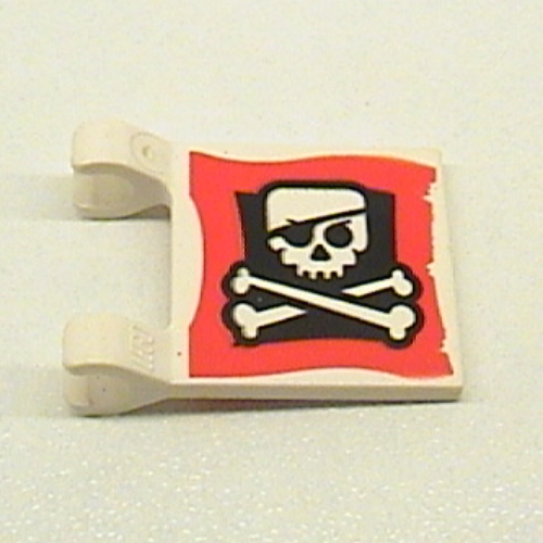Flag 2 × 2 Square [Thin Clips] with Skull and Crossbones (Eyepatch) Print White