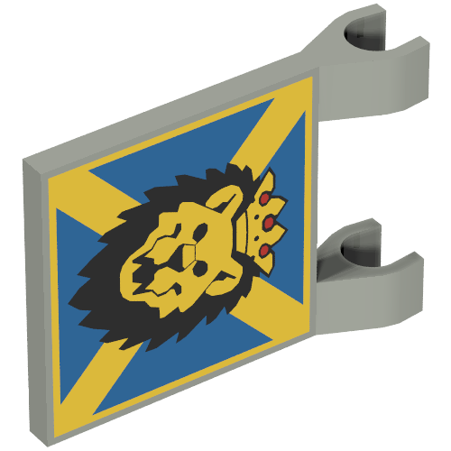 Flag 2 × 2 Square [Thin Clips] with Lion Head on Blue and Yellow X Print Hellgrau