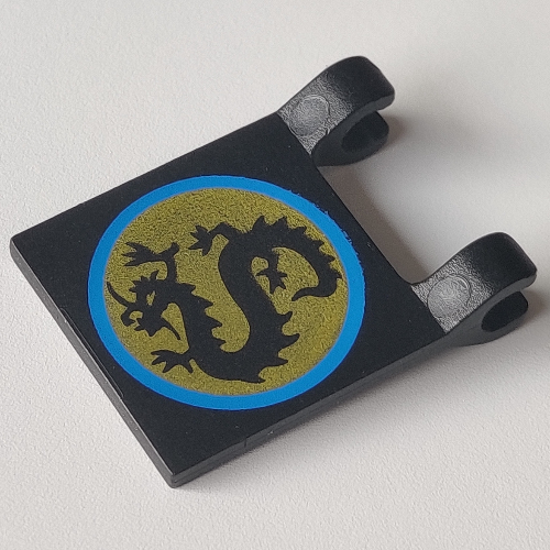 Flag 2 × 2 Square [Thin Clips] with Black Dragon Print Black