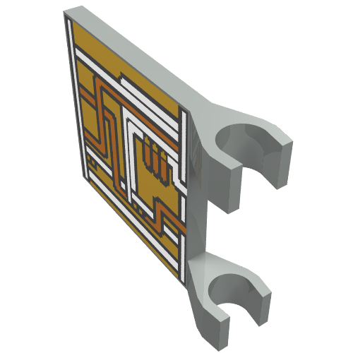 Flag 2 × 2 Square [Thin Clips] with Orange and Silver Circuitry Print Hellgrau