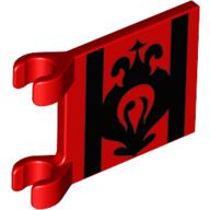 Flag 2 × 2 Square [Thin Clips] with Black Lines and Fancy Scroll Print [3829] Red