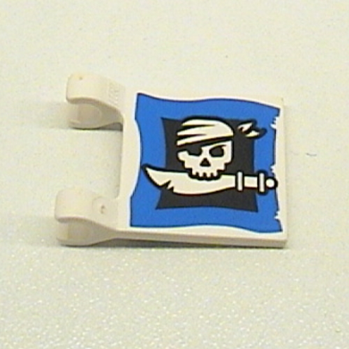 Flag 2 × 2 Square [Thin Clips] with Skull and Cutlass Print Weiß