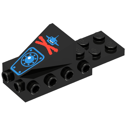 Brick Special, Cockpit Space Nose with Aquazone Aquashark Blue Shark with Red X Print Schwarz
