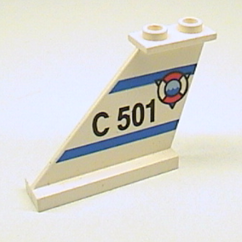 Tail 4 × 1 × 3 with 'C 501' & Life Preserver Ring on Left Side Print Weiß