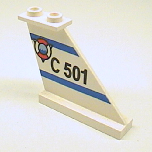 Tail 4 × 1 × 3 with 'C 501' & Life Preserver Ring on Right Side Print White