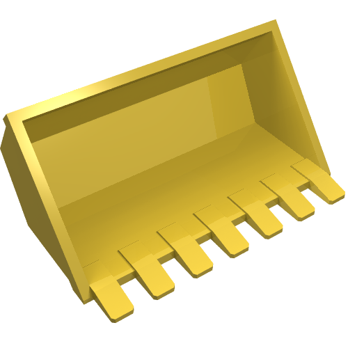 Construction Vehicle Bucket 7 Teeth 3 × 6 with Digger Bucket Arm Connection Yellow