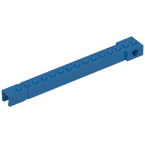 Crane Arm Outside, Wide, 15 Studs, End Notch Blue