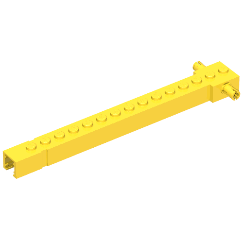 Crane Arm Outside, Wide, 15 Studs, End Notch, 2 Friction Pins Gelb