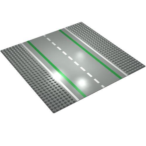 Baseplate 32 × 32 with 7-Stud Straight with Road with White Sidelines Print Light Gray