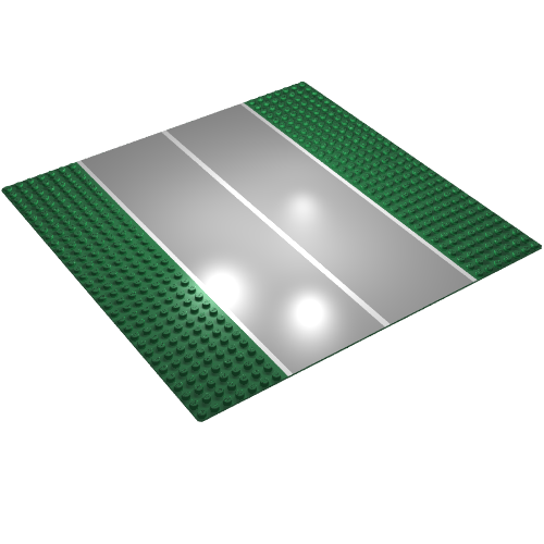 Baseplate 32 × 32 with 7-Stud Straight with Plain Wide Runway / Road Print Green