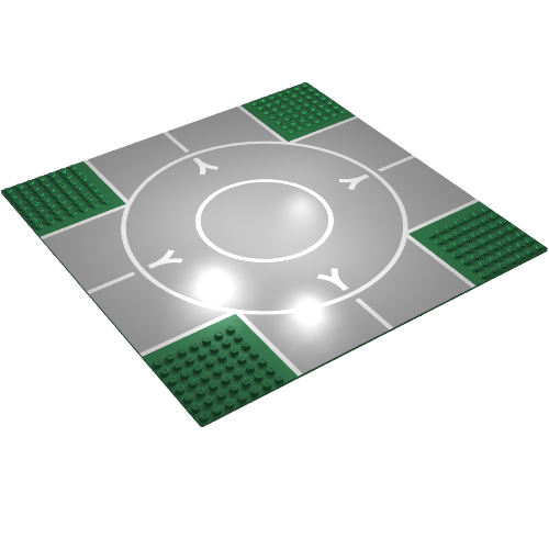 Baseplate 32 × 32 with 7-Stud Crossroads with Runway Narrow Print Green