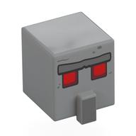 Minifig Head Special, Cube with Nose with Semi-Pixelated Red Eyes, Dark Bluish Grey Eyebrow print Light Bluish Gray