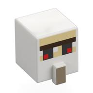 Minifig Head Special, Cube with Nose and Face with Red Eyes Print Weiß