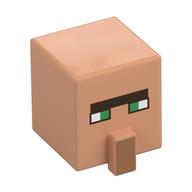 Minifig Head Special, Cube with Nose with Green Eyes print Nougat