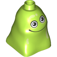 Duplo Brick 2 × 2 × 2 Bag Shaped with Black and White Eyes and Thin Wide Mouth Print (Blodger Blopp) Lime