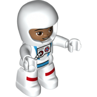 Duplo Figure with Helmet White, Astronaut Suit White, Medium Nougat Face print White