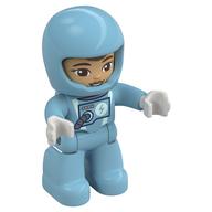 Duplo Figure with Helmet Medium Azure, Medium Azure Legs, Space Suit Print Medium Azure