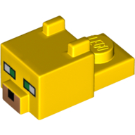 Animal Body Part, Cat Head 1 × 2 with Cube with Ears, Nose and Pixelated Face print (Ocelot) Gelb