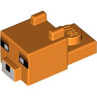 Animal Body Part, Cat Head 1 × 2 with Cube with Ears, Nose and Pixelated Face Print (Fox) Orange
