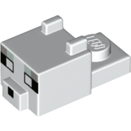 Animal Body Part, Cat Head 1 × 2 with Cube with Ears, Nose and Pixelated Face print Weiß