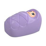 Bundled Child / Papoose with Light Nougat Face, Eyes, Orange Hair Print Lavendel