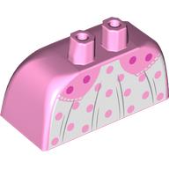 Lower Body Skirt Wide with Side Hoops (Panniers) with White Underdress, Pink/Dark Pink Dots print Leuchtrosa