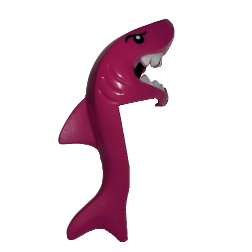 Mask Shark Head with Tail and Fin with Eyes and White Teeth Print Magenta