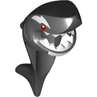 Mask Shark Head with Tail and Fin with Red Eyes, White Orca Marks and Teeth Print Black